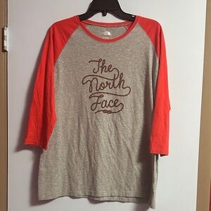 The North Face Red and Gray Raglan Shirt